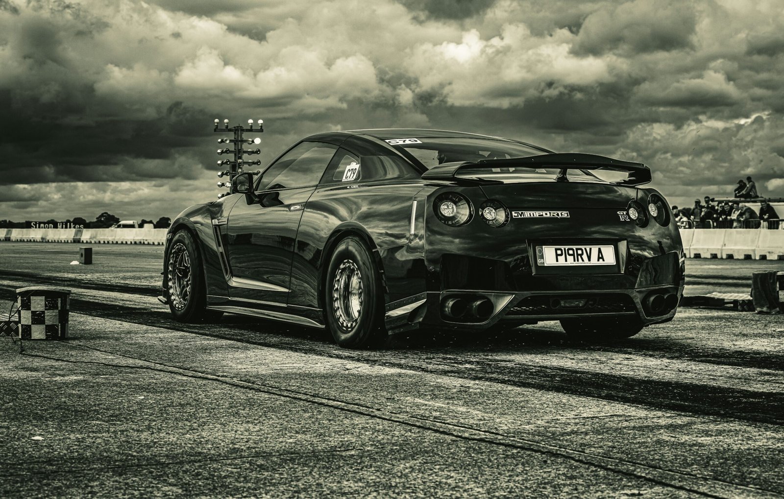 a black car on a track